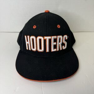 Hooters Owl Snap Back Hat Cap Black Restaurant Promo Flat Bill Grunge Punk Y2K